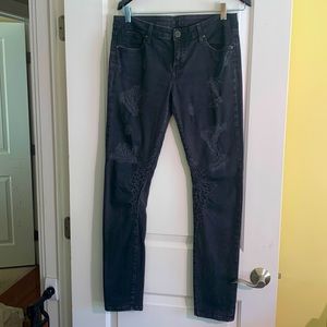 Waxed moto jeans